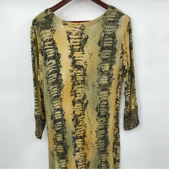 Daya Maxi Dress Womens Size Medium Gold Green Neon Snakeskin Print Half Sleeve - Picture 5 of 12